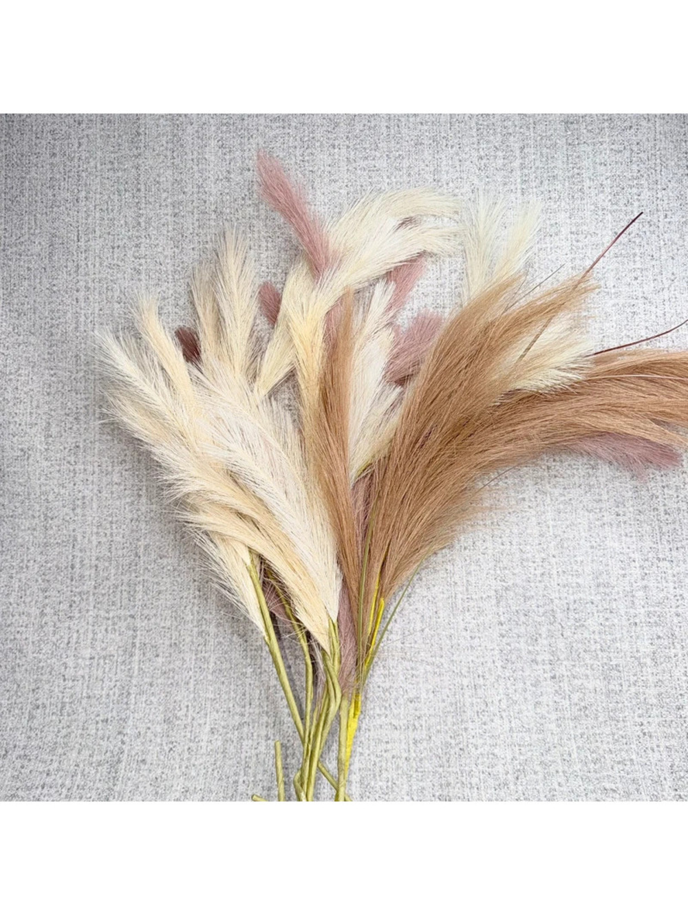 Faux Pampas Grass Stems Cream Blush Pink Tan Boho Floral Decor Arrangement Long